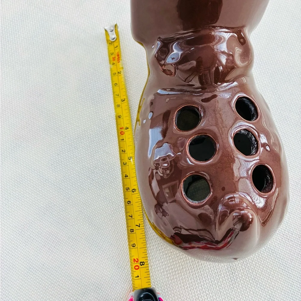 Vintage House Hippo Brown Ceramic 6 Slot Pen Toothbrush Brush Caddy unique